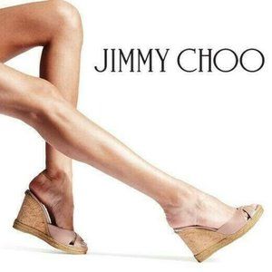 Jimmy Choo Almer Platform Cork Woven Wedge Sandals
